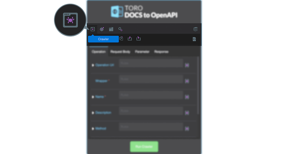 Crawler tab of the Docs to OpenAPI extension